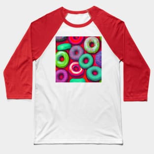 Colorful Donuts Red Baseball T-Shirt